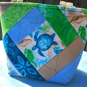 Handmade Quilted tote with Turtles